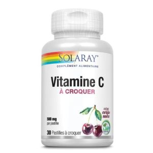 Vitamine C à croquer - 500 mg - 30 comprimés - arôme cerise noire 🍒
