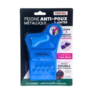 Poux'Kill Peigne Anti-Poux Métallique – Loupe intégrée et dents micro-cannelées