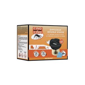Diffuseur Électrique Anti-Moustiques Cinq sur Cinq Double Usage | Recharge liquide et 4 plaquettes