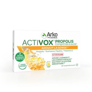Activox Propolis | Comprimés à sucer Guimauve, Propolis et Vitamine C | Gorge irritée | 20 comprimés