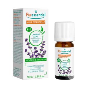Puressentiel Huile Essentielle Lavande Aspic BIO | Piqûres, brûlures et peau sensibilisée | 10 ml
