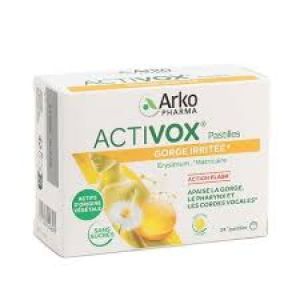 Activox Pastilles gorge irritée Miel Citron | Matricaire et Érysimum | 24 pastilles