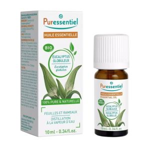 Puressentiel Huile Essentielle Eucalyptus Globuleux BIO | Toux grasse et bronches encombrées | 10 ml