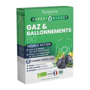 Santarome Gaz & Ballonnements Bio | Charbon actif, fenouil et coriandre | 30 gélules