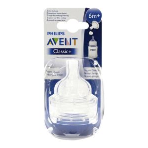 Tétines X2 - Liquides Epaissis - Classic+ - Anti-Colique - 6m+