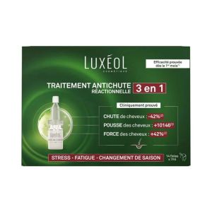 Luxéol Traitement Antichute Réactionnelle 3 en 1 | 14 fioles