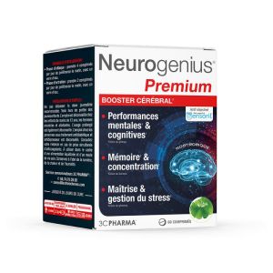 Neurogenius Premium | Booster Mémoire et concentration | 60 comprimés