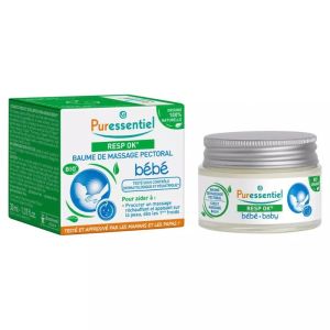 Puressentiel Baume de Massage Pectoral Bébé Resp’OK® | Confort pectoral dès 6 mois | 30 ml