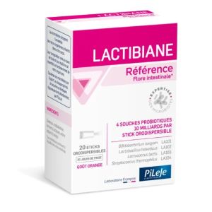 Lactibiane Référence | 4 souches probiotiques | 20 Sticks Orodispersibles | Goût Orange