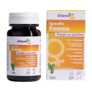 Vitamin’22 Specific Femme | Fatigue & baisse d'énergie | 60 gélules végétales