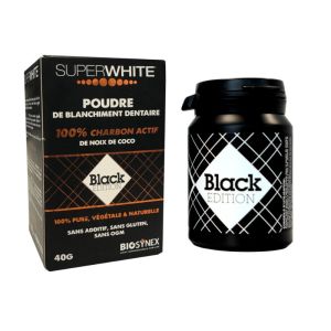 Superwhite Black Edition Poudre de Blanchiment Dentaire | Charbon actif de noix de coco | 40 g