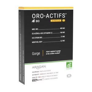 Aragan SynActifs ORO•ACTIFS Pastilles Gorge & cordes vocales | 24 pastilles