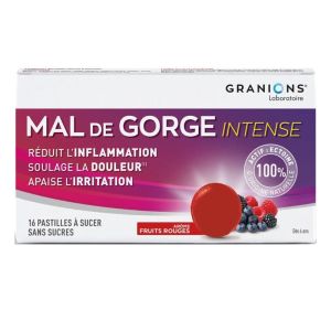 Granions Mal de Gorge Intense | Pastilles à l’Ectoïne pour gorge irritée | 16 pastilles