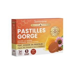 Santarome Ruche Royale Pastilles Gorge | Propolis, Miel et Échinacée | 24 pastilles
