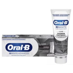 Oral-B 3D White Advanced Luxe Charbon | Dentifrice blancheur au charbon | 75 ml