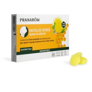 Pranarôm Pastilles Maux de Gorge Miel Citron | 24 pastilles aux huiles essentielles