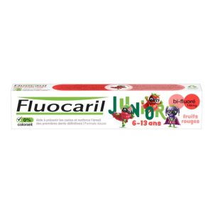Fluocaril Junior Gel Fruits Rouges 6–12 ans | Dentifrice bi-fluoré anti-caries | 75 ml