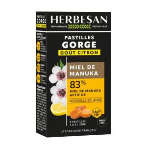 Herbesan Pastilles gorge Manuka IAA10+ Citron | 8 pastilles