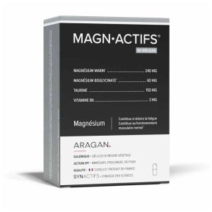 MAGN•ACTIFS® | Magnésium marin, bisglycinate et vitamine B6 | 60 gélules