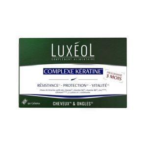 Luxéol Complexe Kératine 90 gélules | Force, résistance et vitalité des cheveux