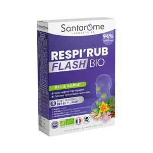 Santarome Respi'Rub Flash Bio | Voies respiratoires, gorge et immunité | 15 comprimés