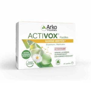 Activox Pastilles gorge Menthe Eucalyptus | Érysimum et Matricaire | 24 pastilles