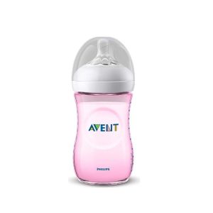 Biberon - 260 ml - Gamme NATURAL - coloris rose - 1m+
