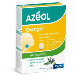 Azéol Gorge PiLeJe | Comprimés à sucer goût miel citron | 30 comprimés