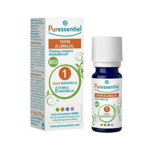 Puressentiel Huile Essentielle Thym à Linalol BIO | ORL, immunité et fatigue | 5 ml