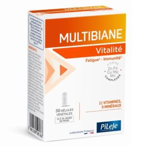 Multibiane Vitalité | 11 vitamines et 5 minéraux contre la fatigue | 30 gélules