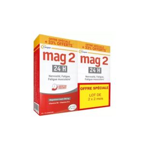 Mag 2 • 24 h • Nervosité, Fatigue, Fatigue musculaire • Magnésium marin • Lot de 2
