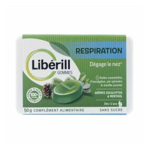 Libérill Gommes Respiration | Eucalyptus, pin sylvestre & menthe poivrée | Dégage le nez | 50 g