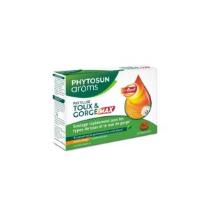 Phytosun Arôms Toux & Gorge Max | 20 pastilles arôme orange à la guimauve et au miel