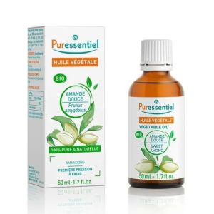 Puressentiel Huile Végétale BIO Amande Douce | Peaux sèches, sensibles et irritées | 50 ml
