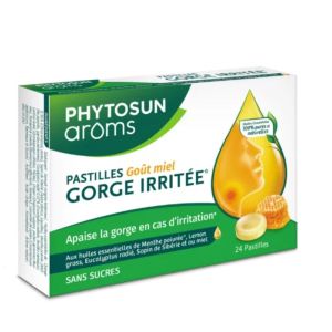 Phytosun Arôms Pastilles Gorge Irritée Miel | 24 pastilles sans sucres