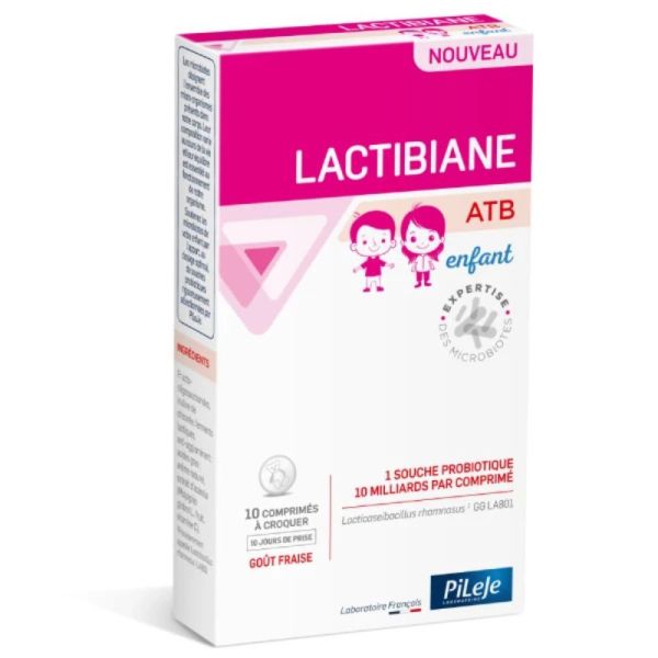 Lactibiane ATB Enfant | Probiotique 1 souche | 10 Comprimés à Croquer Goût Fraise