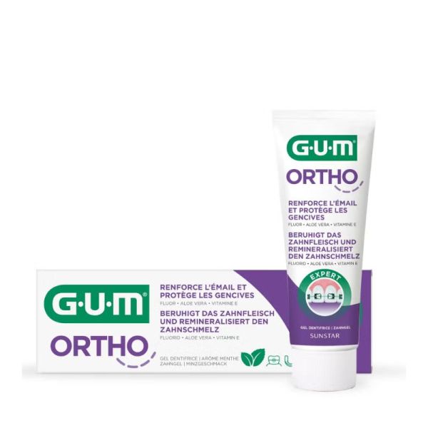GUM ORTHO Gel Dentifrice | Soin anti-plaque pour appareil orthodontique | 75 ml