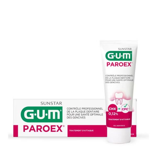 GUM PAROEX 0,12 % Gel Dentifrice |  Soin d’attaque anti-plaque pour gencives fragilisées | 75 ml