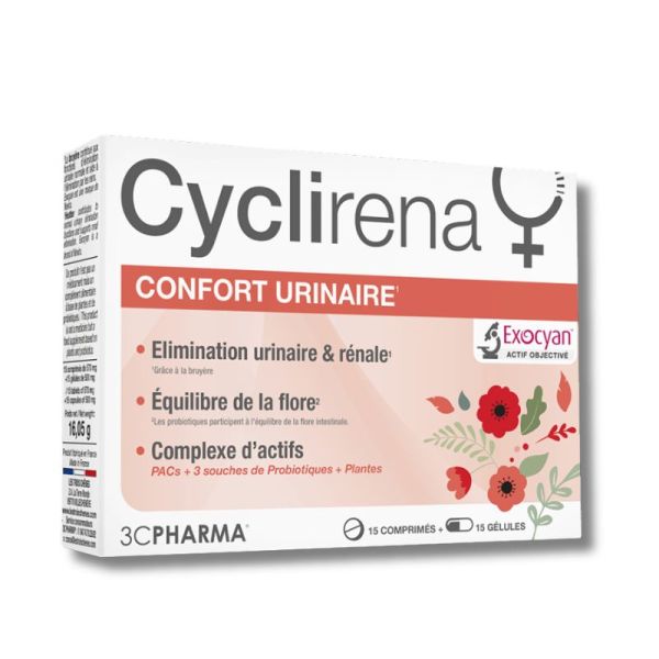 Cyclirena Confort Urinaire |  Elimination urinaire & rénale | 15 comprimés et 15 gélules
