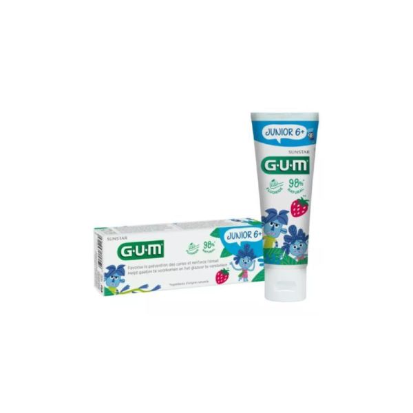 GUM JUNIOR 6+ Dentifrice Fluoré Fraise 50 ml | Protection anticaries dès 6 ans