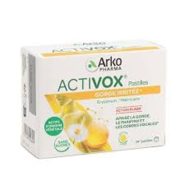 Activox Pastilles gorge irritée Miel Citron | Matricaire et Érysimum | 24 pastilles