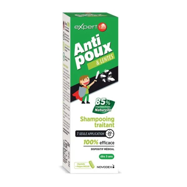 Expert 1.2.3 Shampooing Traitant Anti-Poux & Lentes 200 ml | 1 seule application