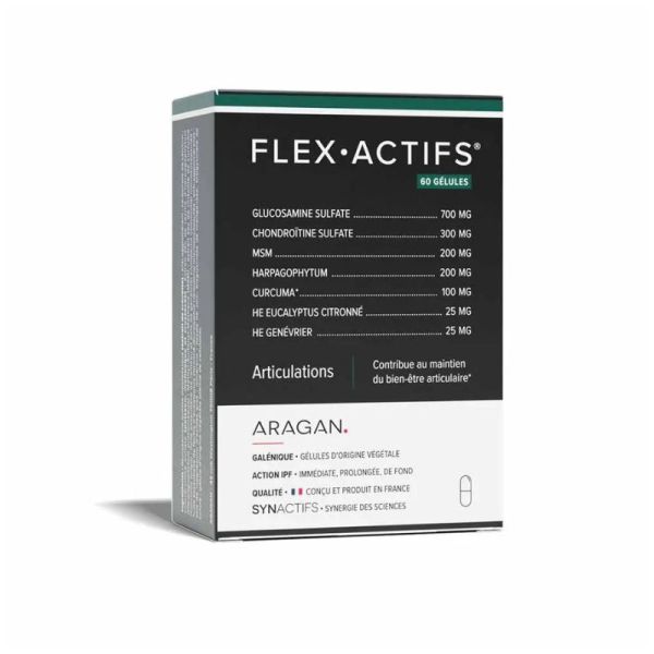 FLEX•ACTIFS® | Glucosamine, chondroïtine, curcuma et harpagophytum | 60 gélules