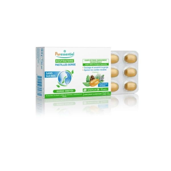 Puressentiel RESPIRATOIRE | Pastilles Gorge, 18 Pastilles sans sucre