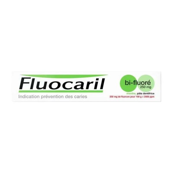 Fluocaril Bi-Fluoré 250 mg Menthe | Dentifrice médicamenteux anti-caries | 75 ml