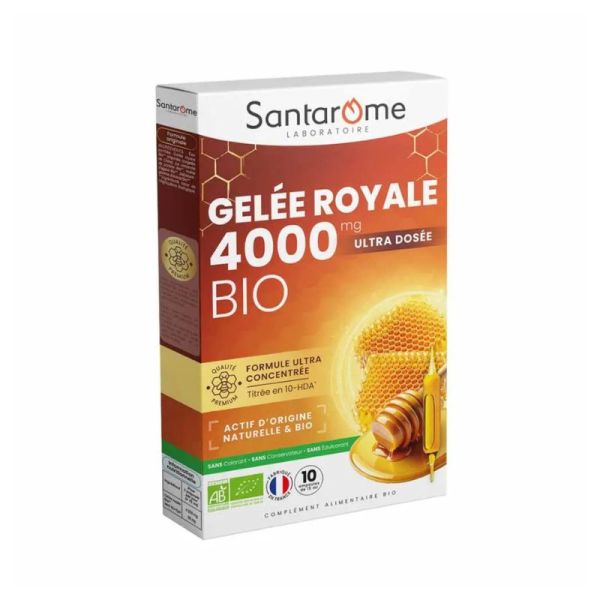 Santarome Gelée Royale 4000 Bio | Vitalité et soutien naturel | 10 ampoules