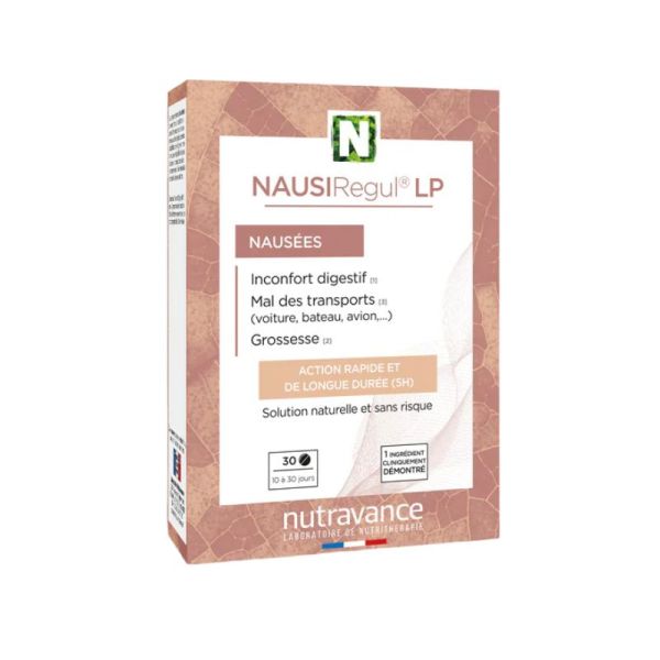 NAUSIRegul® LP Nutravance | Nausées, digestion et mal des transports | 30 comprimés