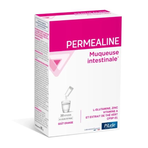 Perméaline | L-glutamine | Muqueuse intestinale et intestin irritable | 20 sachets goût orange