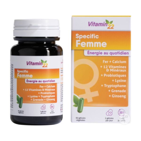 Vitamin’22 Specific Femme | Fatigue & baisse d'énergie | 60 gélules végétales
