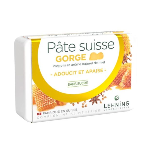 Lehning Pâte Suisse Gorge | adoucissant et apaisant | 40 gommes sans sucre